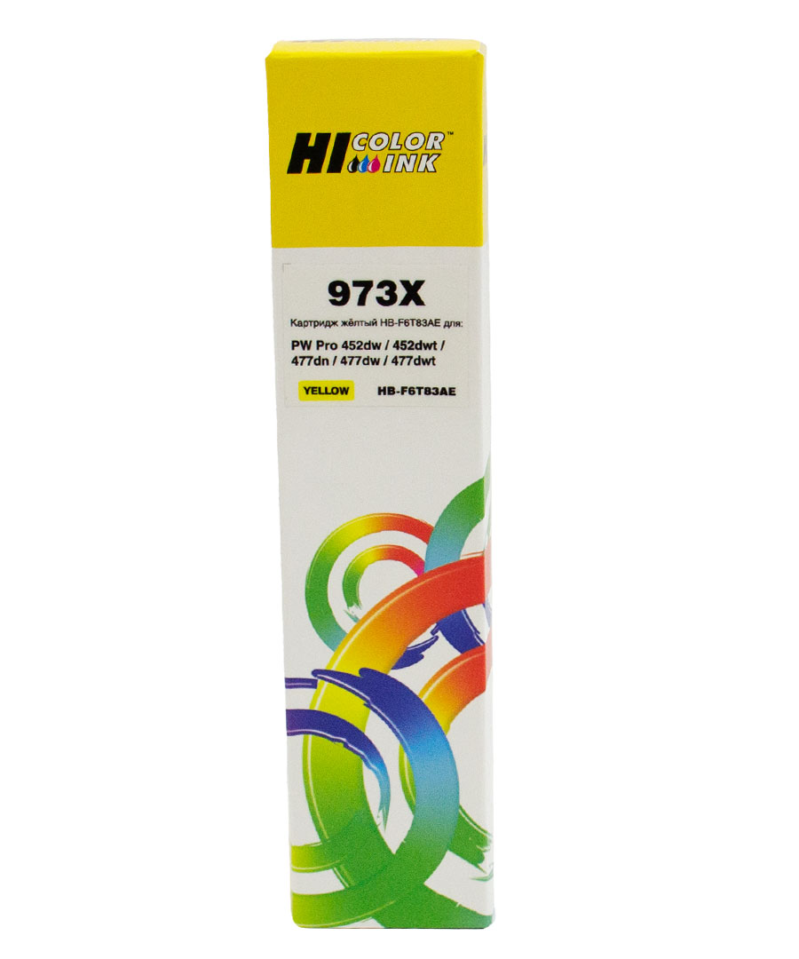 Картридж Hi-Black (HB-F6T83AE) для HP PageWide Pro 477dw/ 452dw, №973X, жёлтый