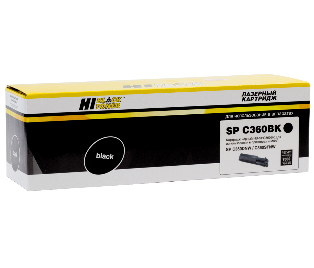 Тонер-картридж Hi-Black (HB-SP-C360E Bk) для Ricoh Aficio SP-C360DNw/ SP-C361SFNw, чёрный (7000 стр.)