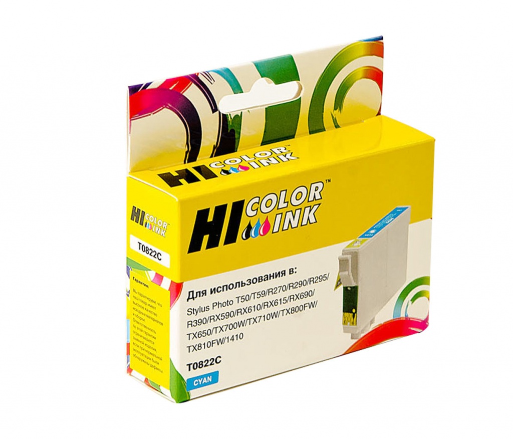 Картридж Hi-Black (HB-T0822) для Epson Stylus R270/ R295/ R390/ RX590/ T50, голубой
